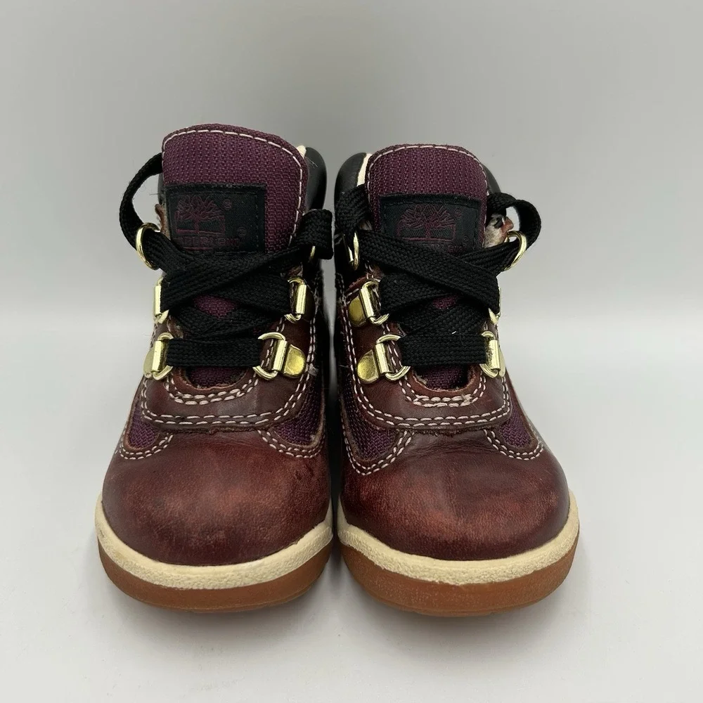 Timberland Toddler Boys Size 6.5 Burgundy Leather Lace Up Field Boots‎